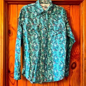 Wrangler 20x. Turquoise paisley. Size large.